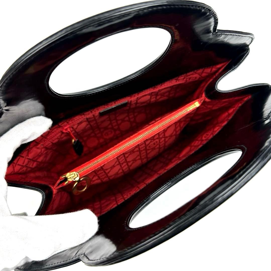 【美品】ディオール　ハンドバッグ　サークル　カナージュ　裏地総柄　パテントレザー