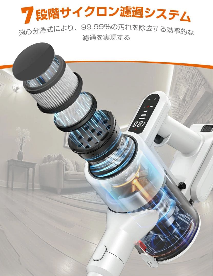 ✨65000Pa 掃除機 コードレス 収納充電スタント付き 軽量 ホワイト