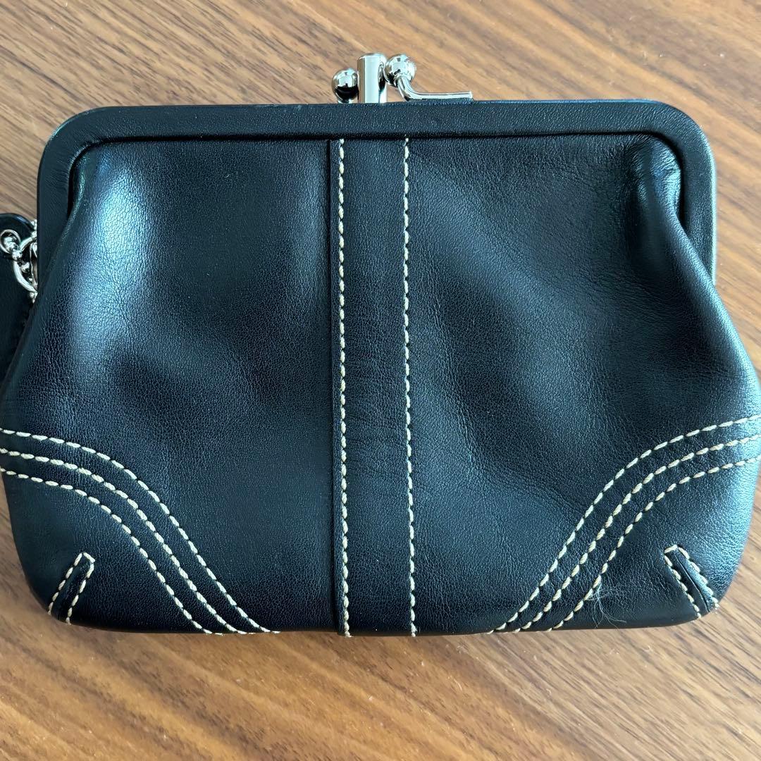 COACH　コーチ　がま口　ケース　革　黒