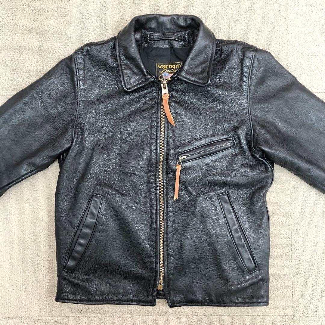 バンソン 90s レザー ジャケット ライダーズ ブラック 36 S3009