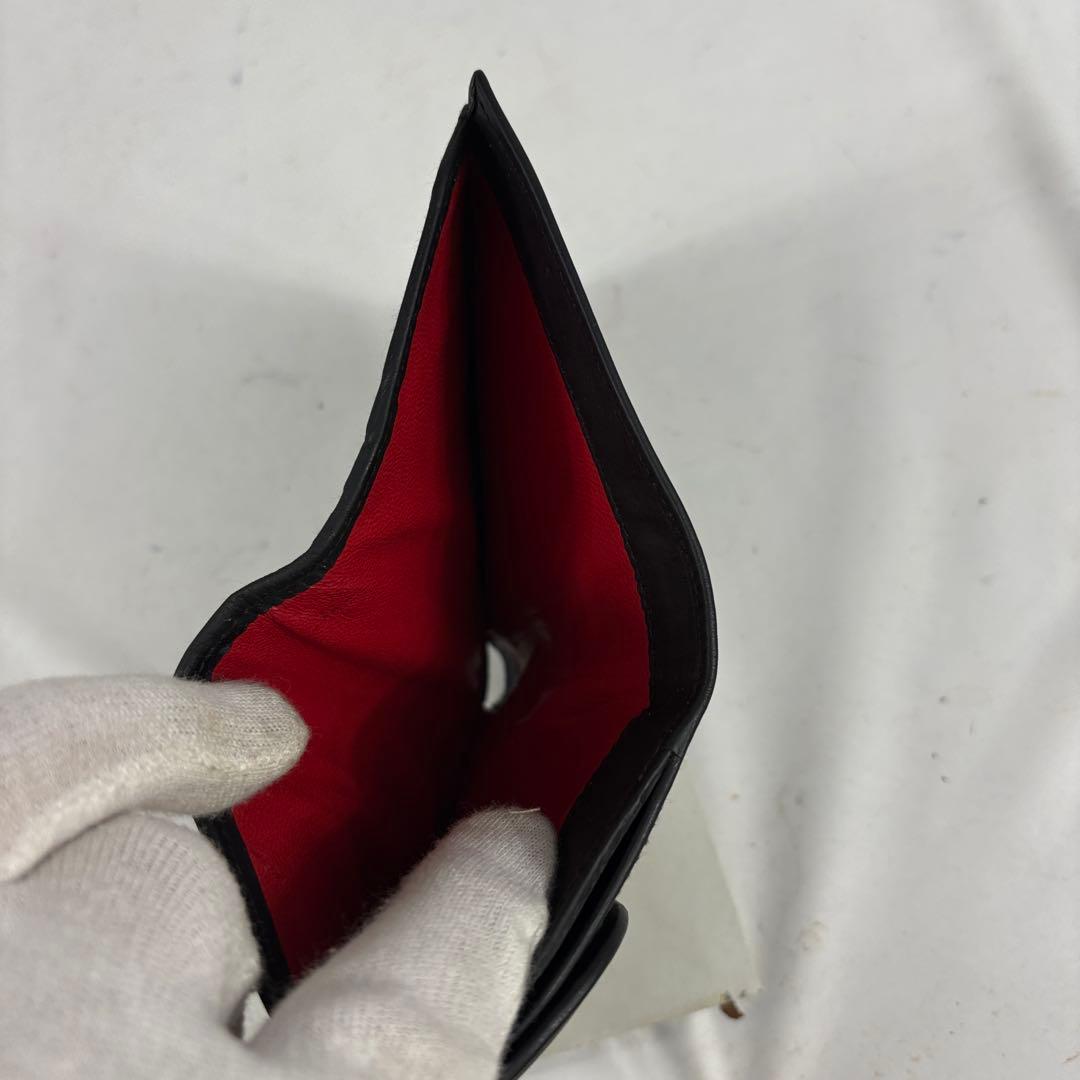 美品　GUCCI　グッチ　二つ折り財布　G金具　レザー　ブラック　レッド