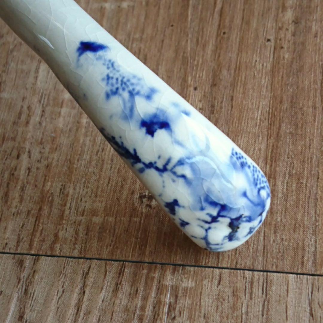 イギリスアンティーク レードル ブルー＆ホワイト ヴィクトリアン