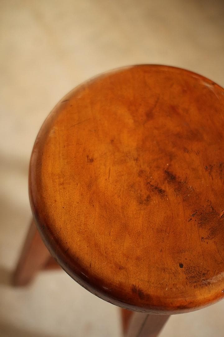 古い木製の丸椅子　スツール　チェア　古道具　古家具