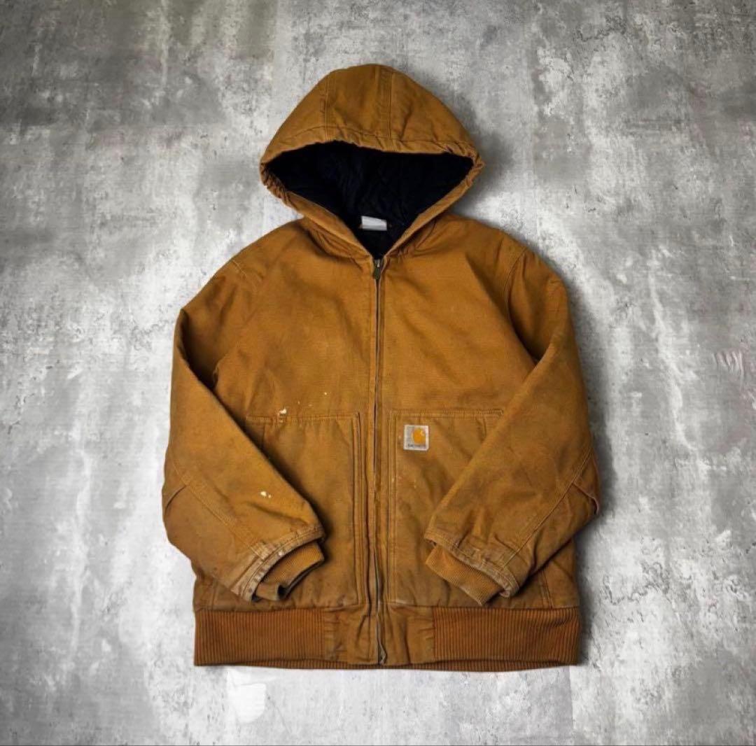 Carhartt カーハート ダック地 アクティブパーカー ブラウン ボーイズ