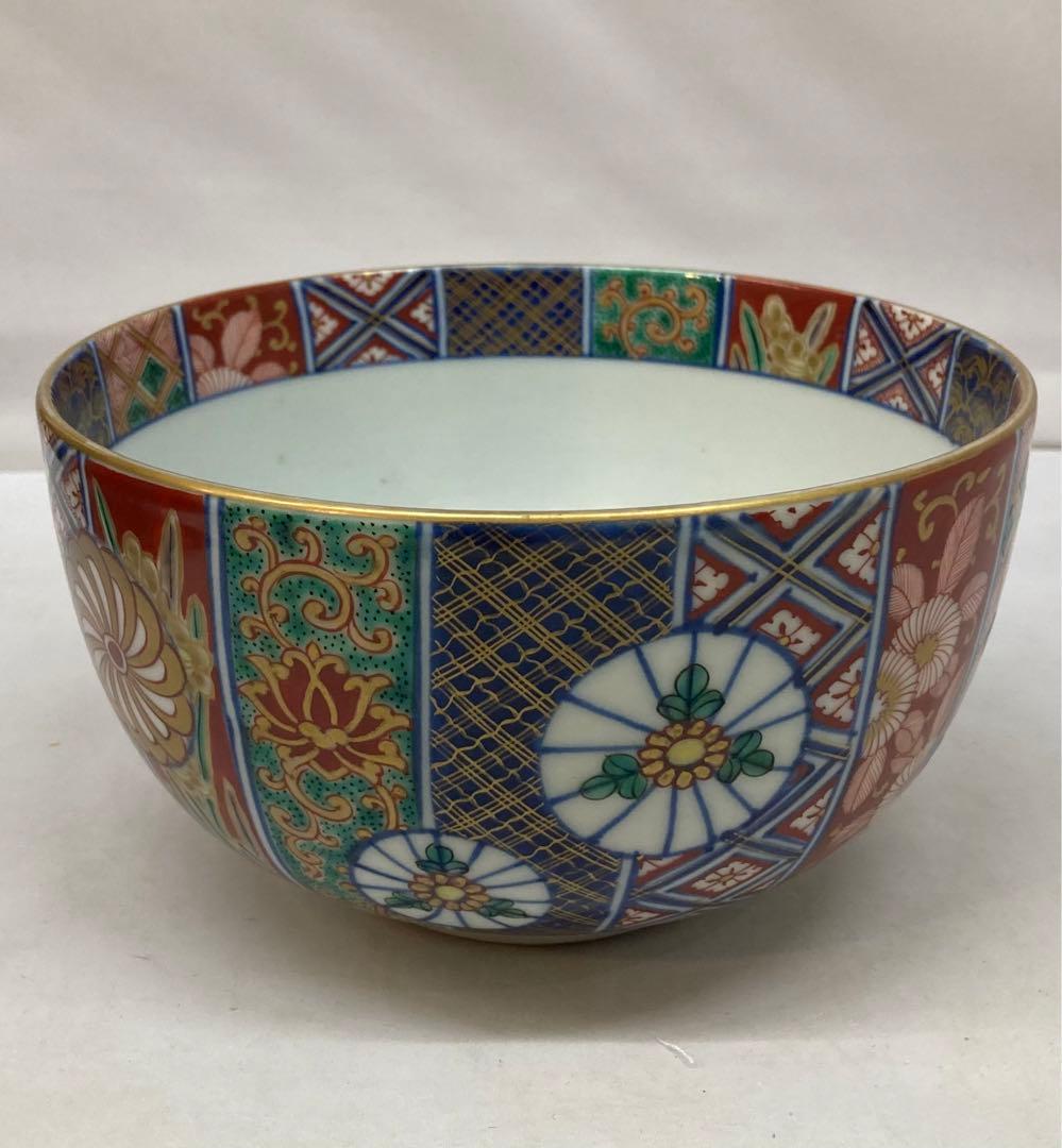 B215  九谷焼「十錦手菓子鉢」大聖寺伊万里　骨董　錦手　茶道具　石川