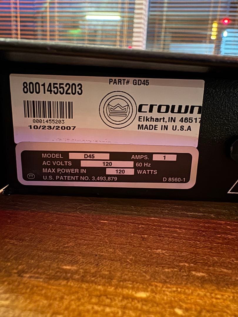 アンプ CROWN / AMCRON D-45 Made in USA