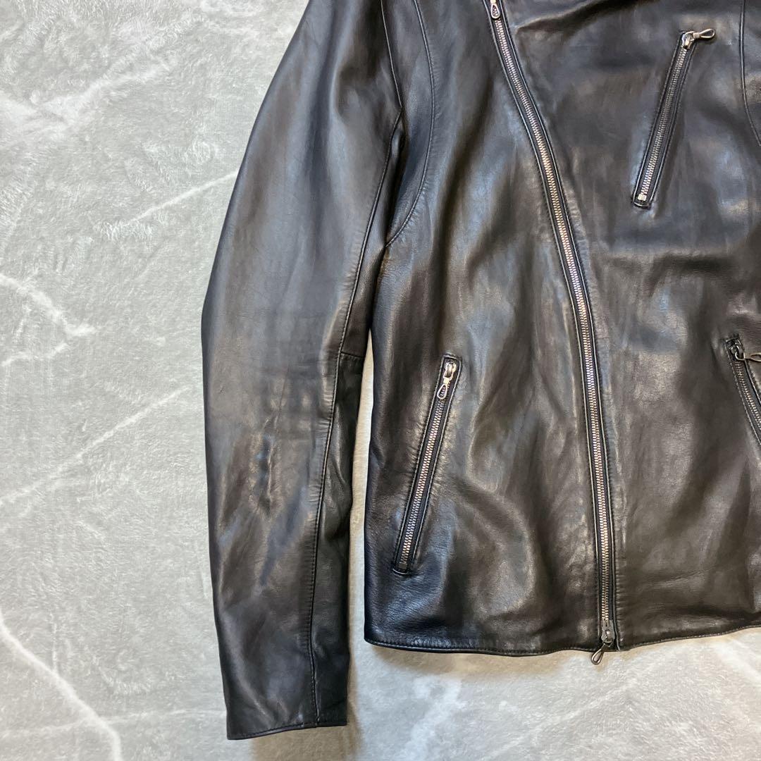 SHELLAC ラムレザー シングルライダース セミダブル レザージャケット L