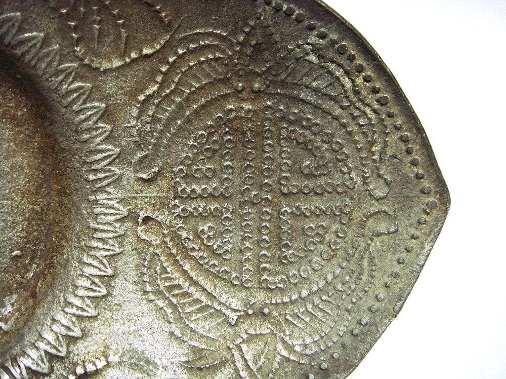 624『中国美術 古錫 十字紋 茶托 ５枚』/骨董品 古美術 古玩 アンティーク