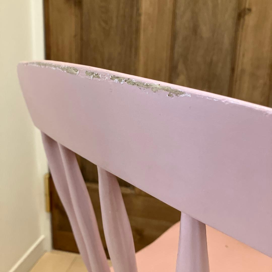 イギリス アンティーク　チャイルドチェア　ペイント ピンク キッズチェア