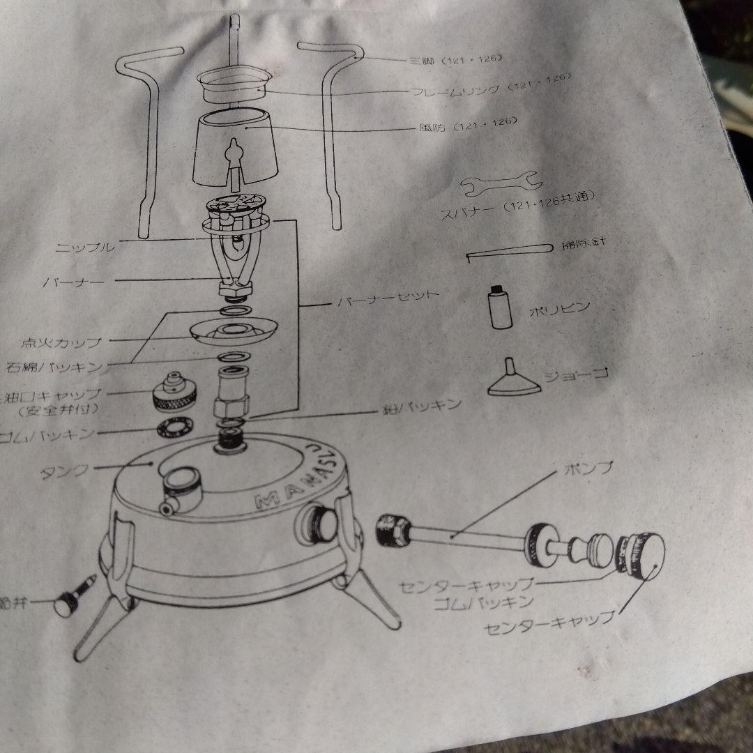 MANASLU STOVE NO.121美品　白灯油用　青缶　掃除針とスパナ付属