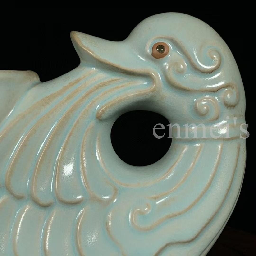 中国古美術・旧蔵品 宋代 汝窯 鸭尊 青釉・酒具・観賞用・装飾品・供養器・儀式用