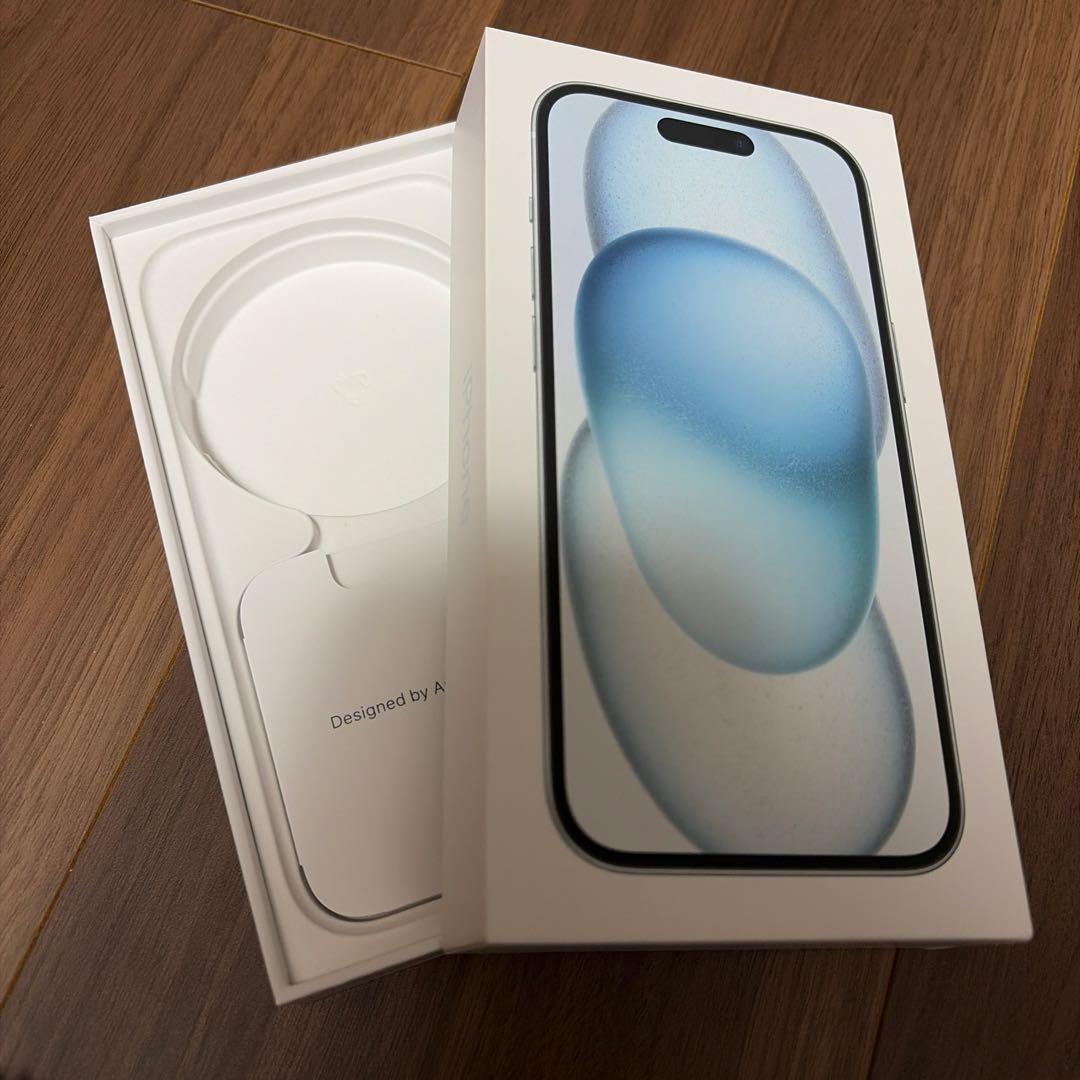 【美品】Apple iPhone 15 ブルー 256GB 箱、ピン付き