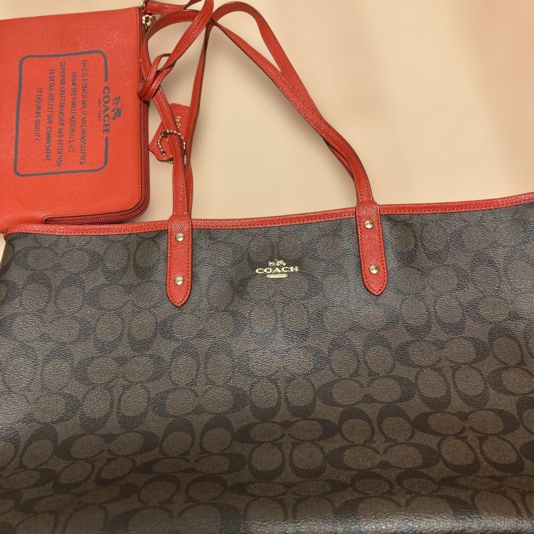 ひめ様　COACH トートバッグ ブラウン/レッド