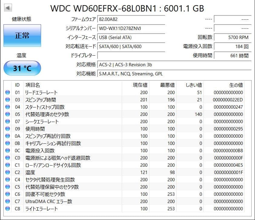 WD Red 6TB 内蔵型ハードディスクドライブ