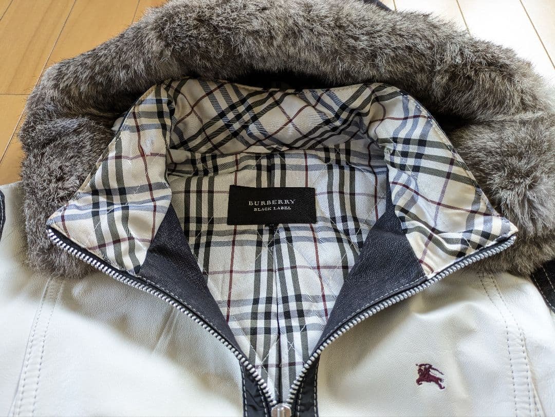 【美品】バーバリーブラックレーベル　ホワイト羊革レザージャケット M