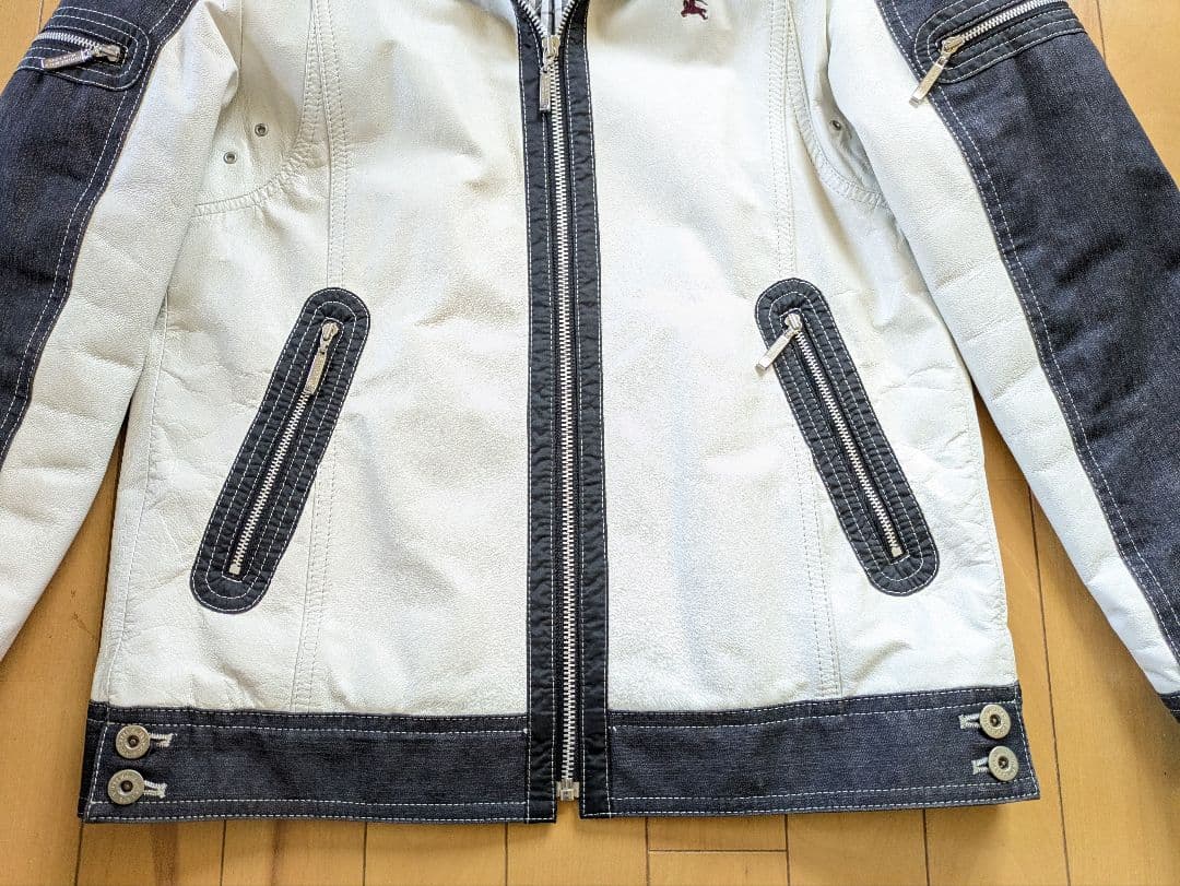 【美品】バーバリーブラックレーベル　ホワイト羊革レザージャケット M