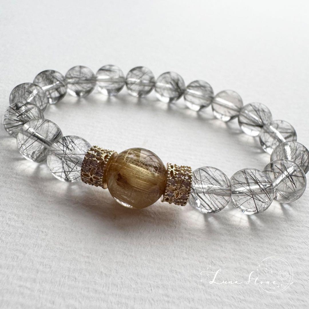 【ブラックルチル タイチンルチル】力強く守り抜く輝き 天然石 ブレスレット