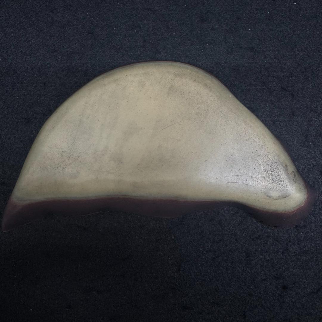 魚化成龍紋硯台 紫袍玉 置物 硯　書道具