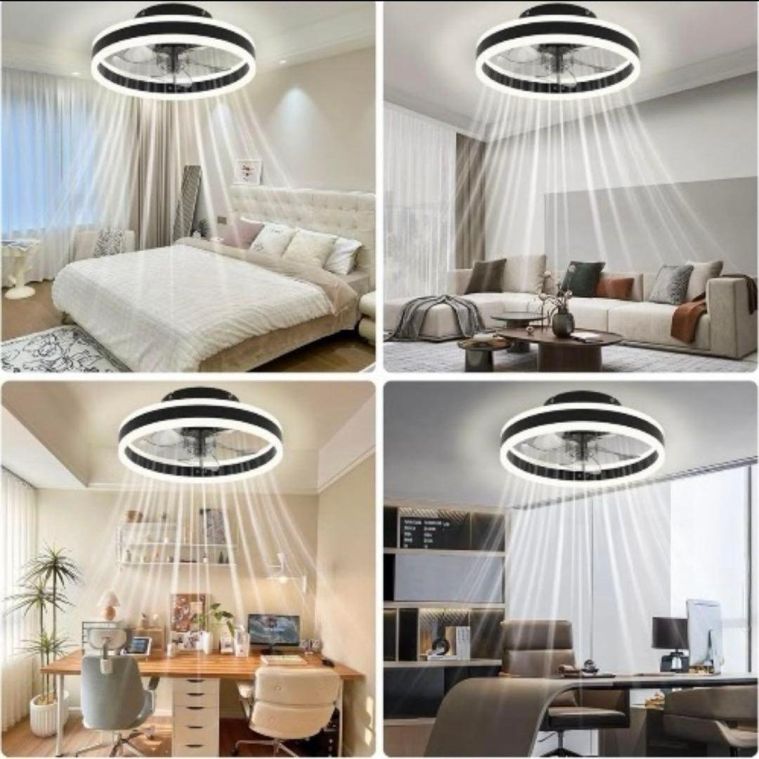 新品　シーリングファンライト LED天井ファンライト 静音ファン照明　ブラウン