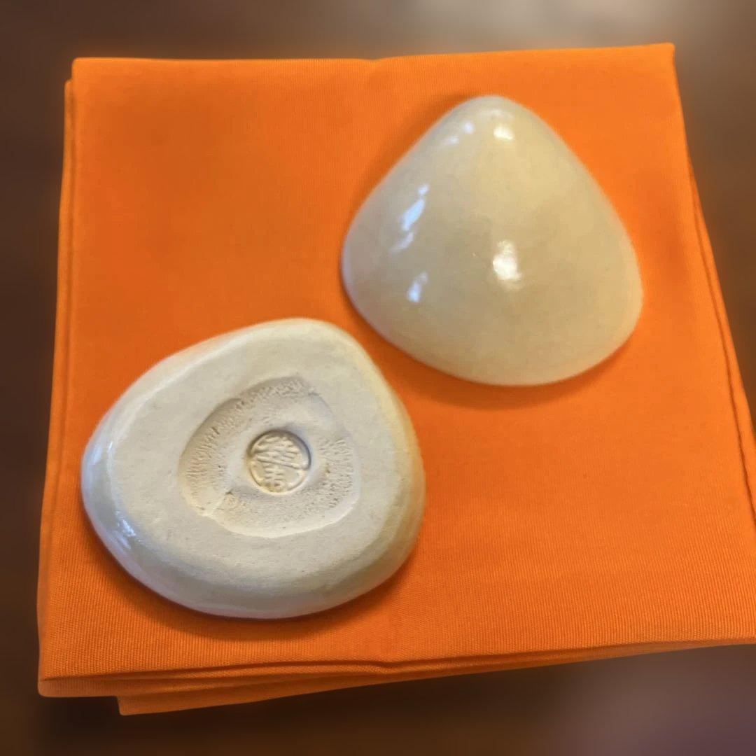 香合　萩焼　十二代　田原陶兵衛造　蛤香合　共箱