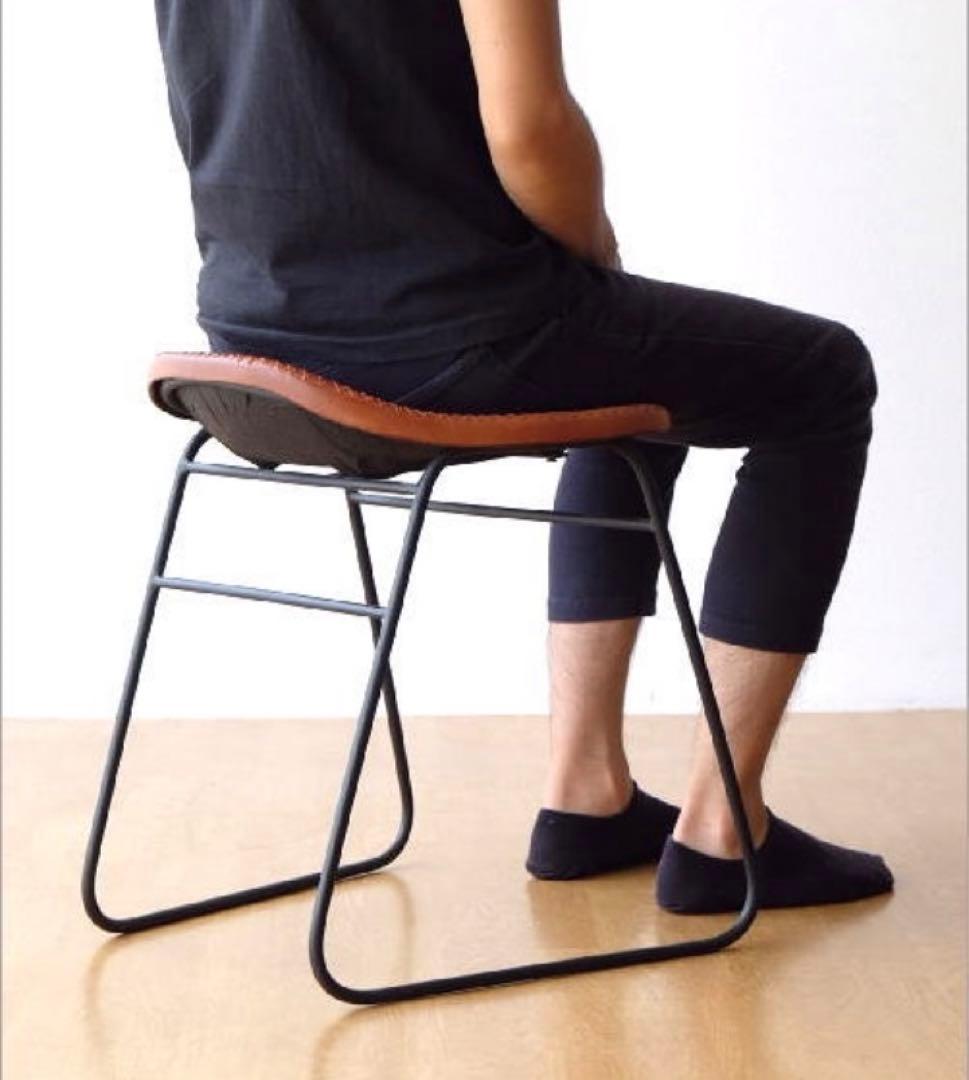 本革スツール アイアンレッグ