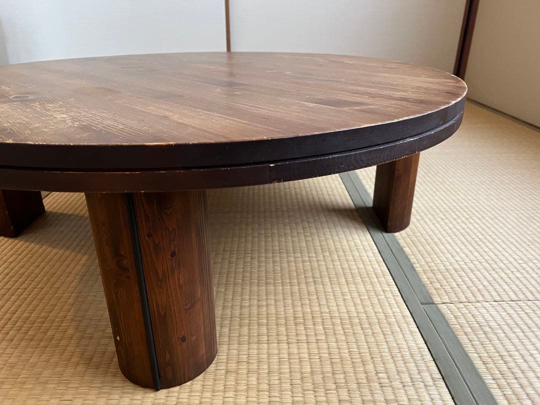 円形木製座卓 ダークブラウン