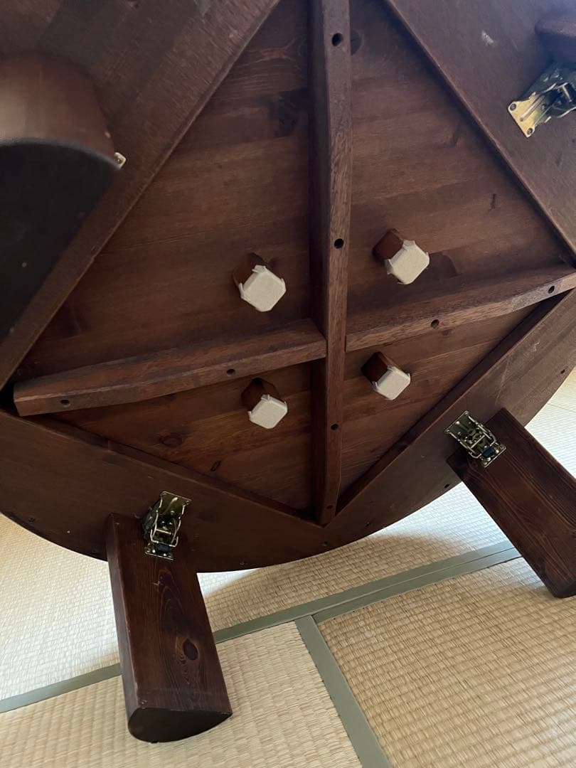 円形木製座卓 ダークブラウン