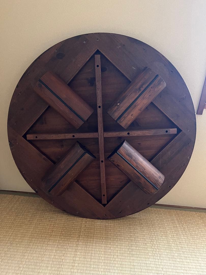 円形木製座卓 ダークブラウン