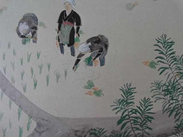 川合玉堂、【田植】、希少な大判額装用画集より、新品高級額装付、豪華限定版