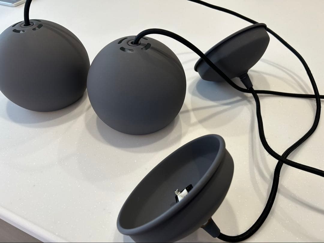 グレー 球形 ペンダントライト2個セット