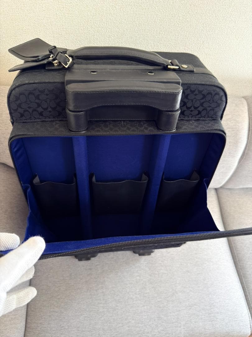 【美品】COACH ミニシグネチャー キャリーバッグ スーツケース　ブラック