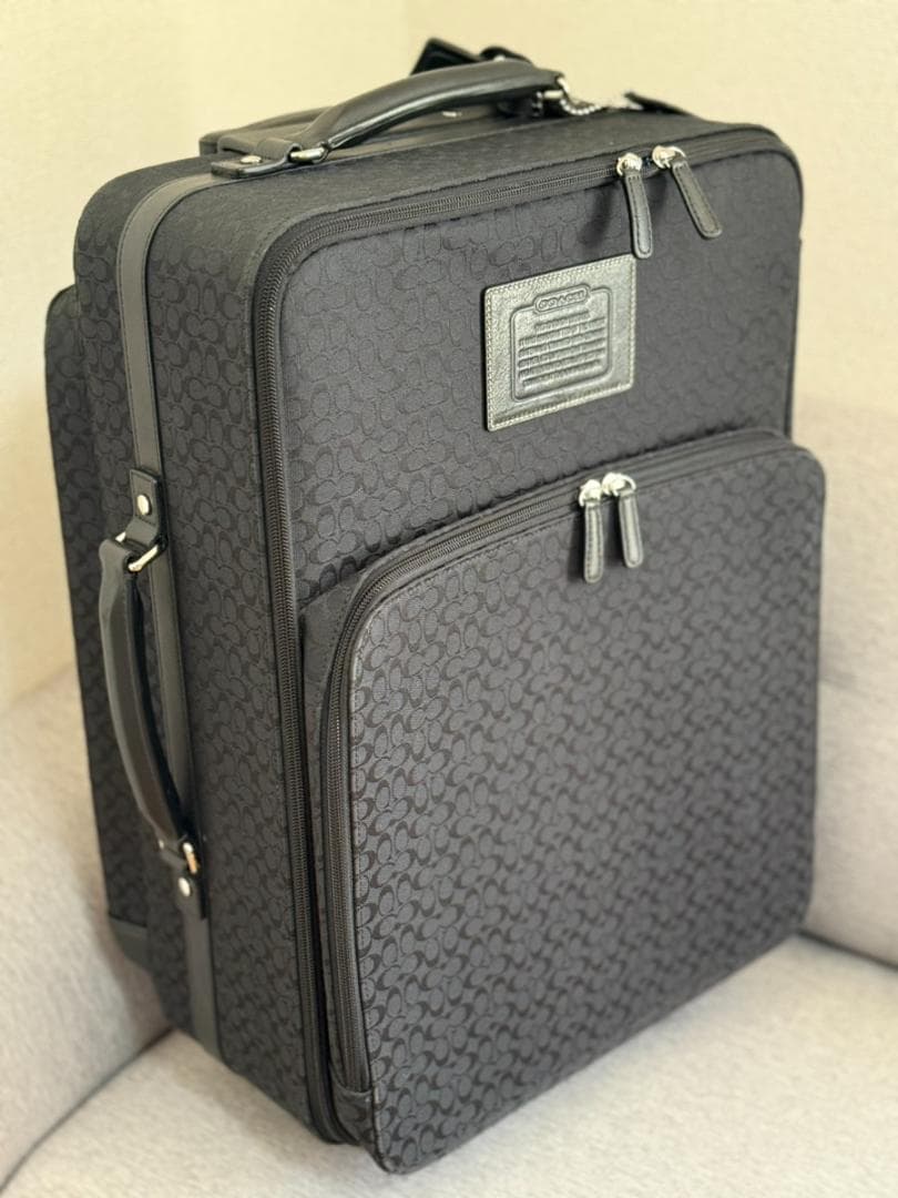 【美品】COACH ミニシグネチャー キャリーバッグ スーツケース　ブラック
