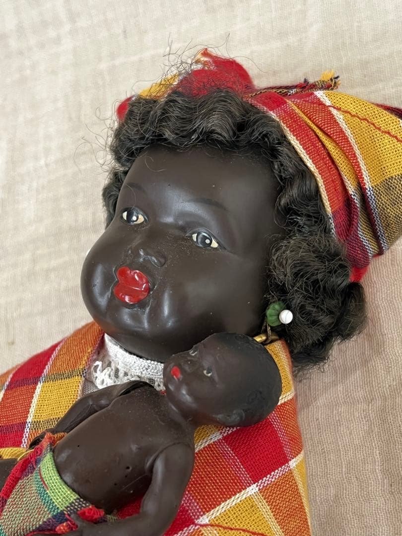 ドイツアンティークヴィンテージブラック褐色肌ドール人形ビスクドールベビーレトロ