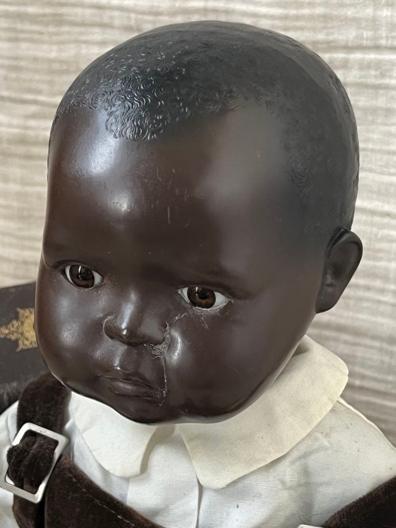 ドイツアンティークヴィンテージブラック褐色肌ドール人形ビスクドールベビーレトロ