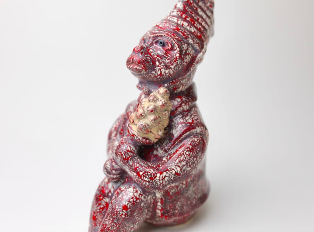 箕面焼　松田箕山　猿　置き物