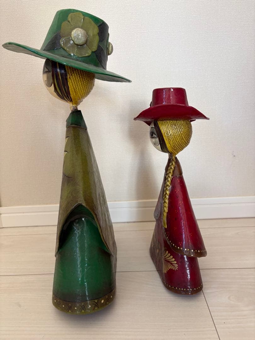 【セルメル】メキシコ民芸ドール姉妹アンティークベーパーマシェ張子1970年代