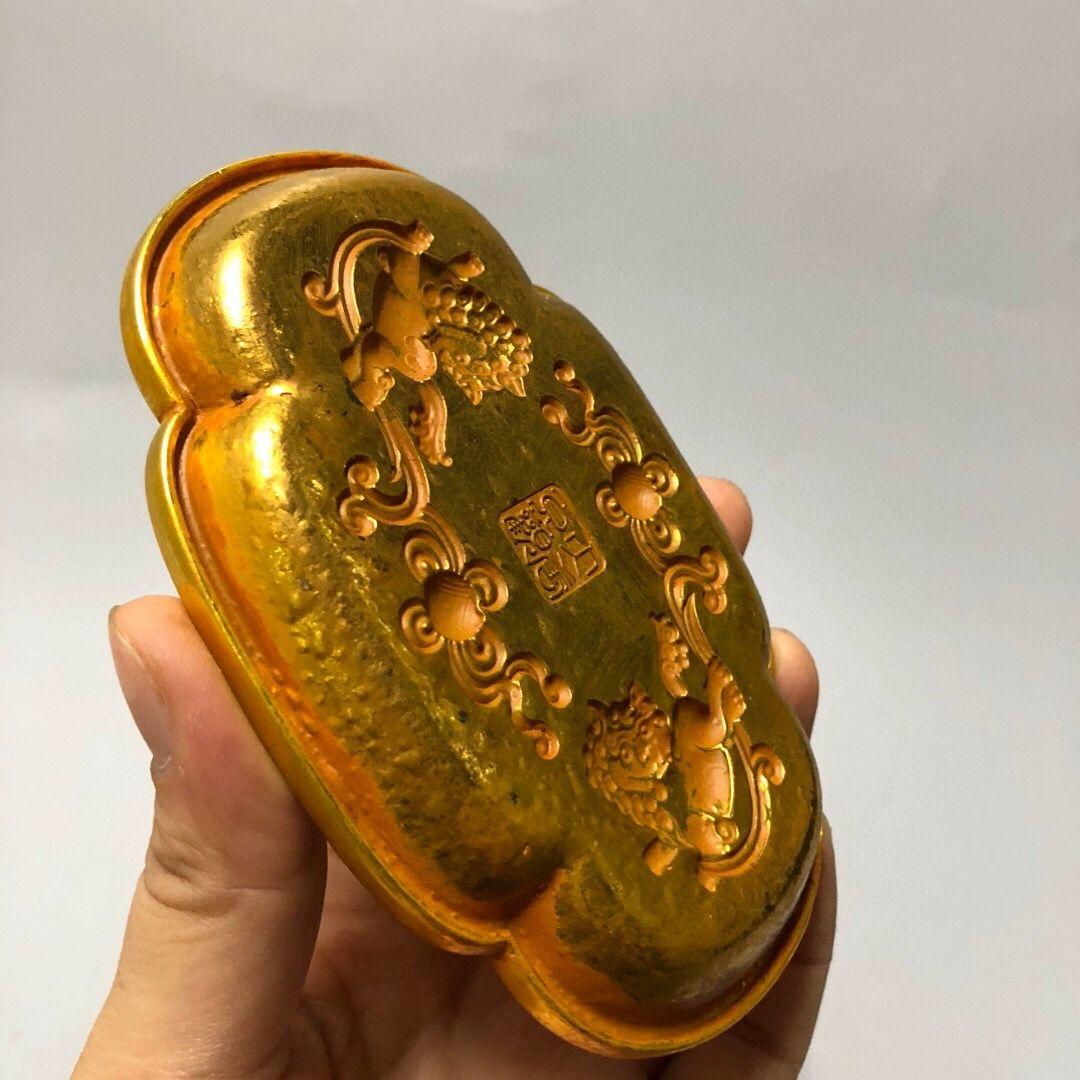 銅 細工 四方獅子銅盤 金皿 託敷 茶道具 装飾品 工芸品 置物