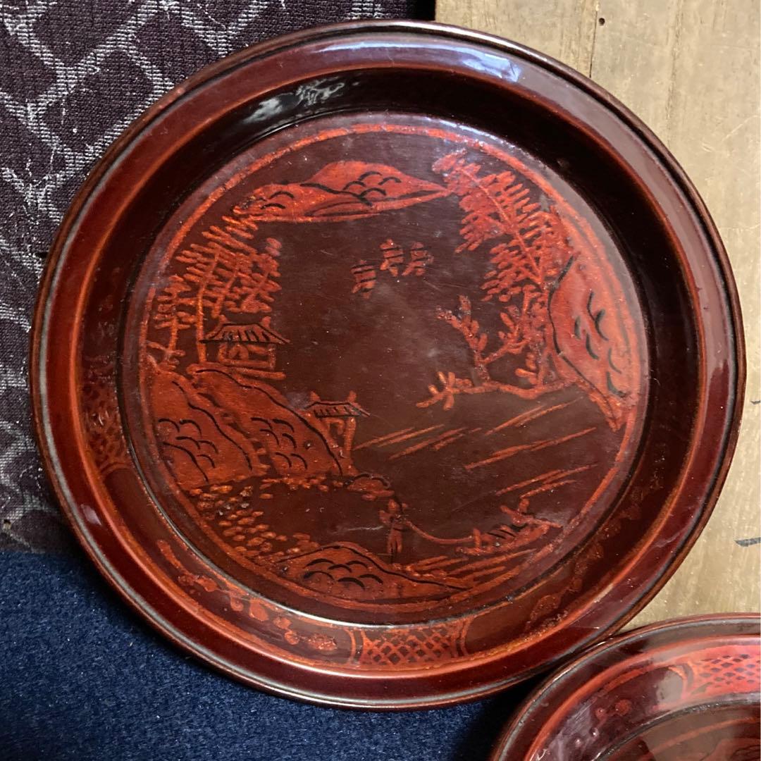 唐物箔画盆五枚組　清代