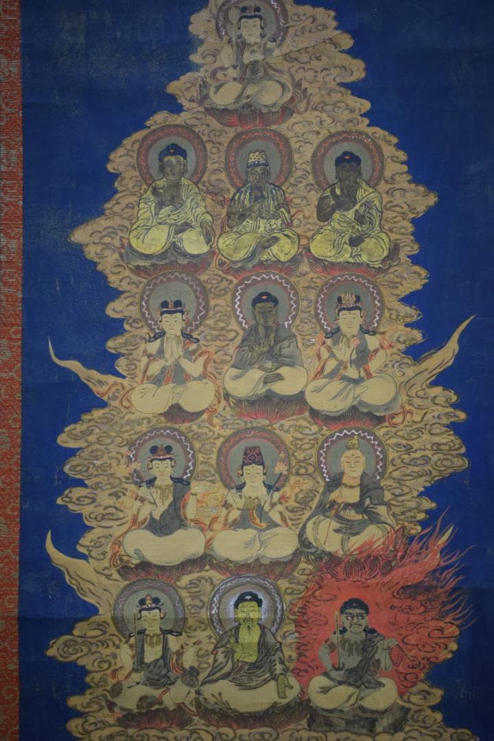 不詳/作者不明/古画/佛画/仏画/十三佛図/工芸/布袋屋掛軸HH-430