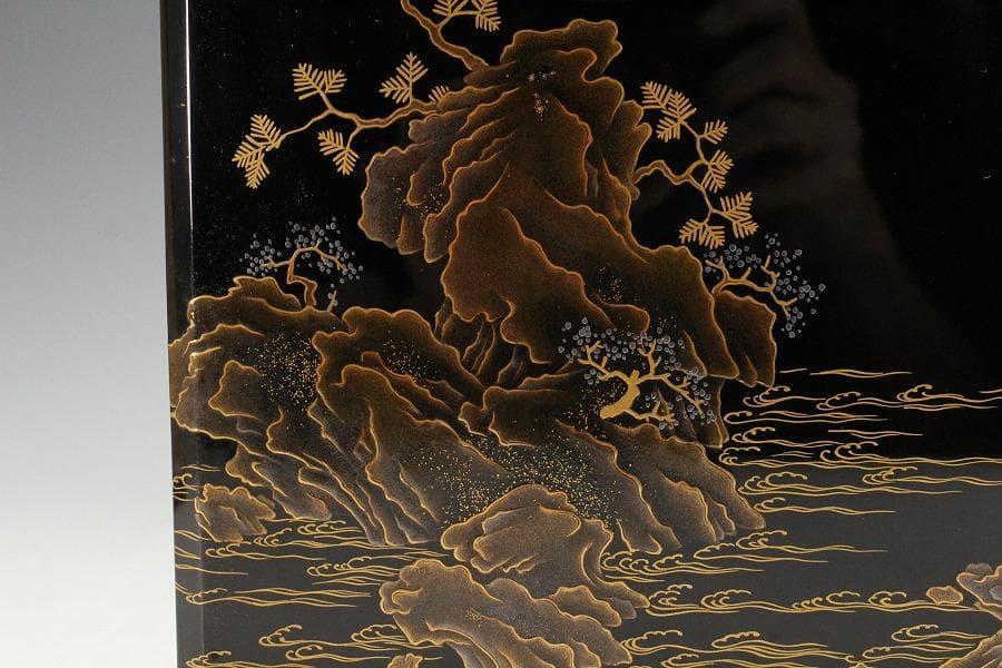 京塗 名門 平安 美濃屋 みの屋 蓬莱蒔絵 硯箱 筆 揃未使用(K-XA880)