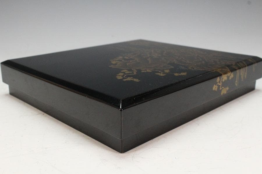 京塗 名門 平安 美濃屋 みの屋 蓬莱蒔絵 硯箱 筆 揃未使用(K-XA880)