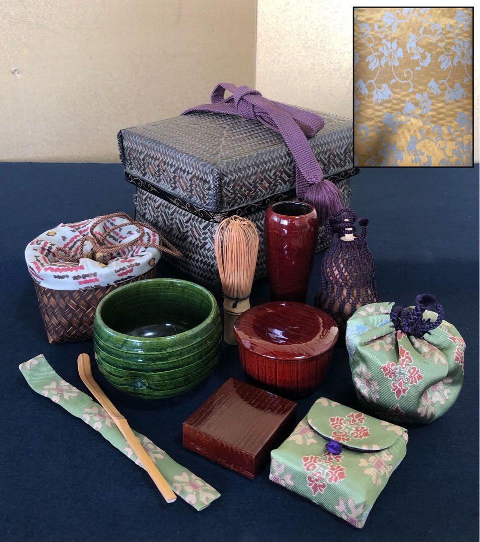 割引❗️茶道具 蒔絵付 御所籠 在銘 お茶道具付 仕覆付　250723E6