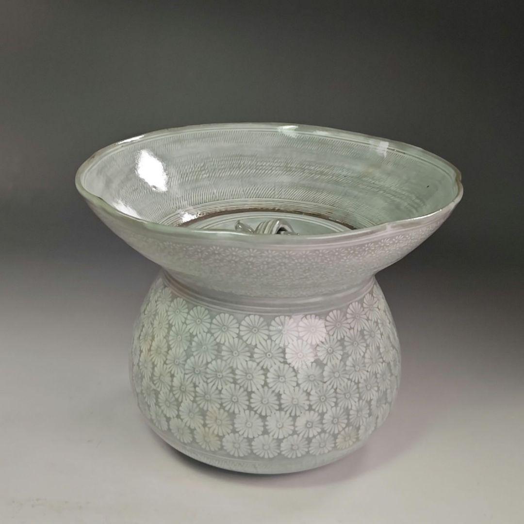 イ861 水指『森里陶楽造』『礼賓手砂金袋　水指　共箱』茶道具