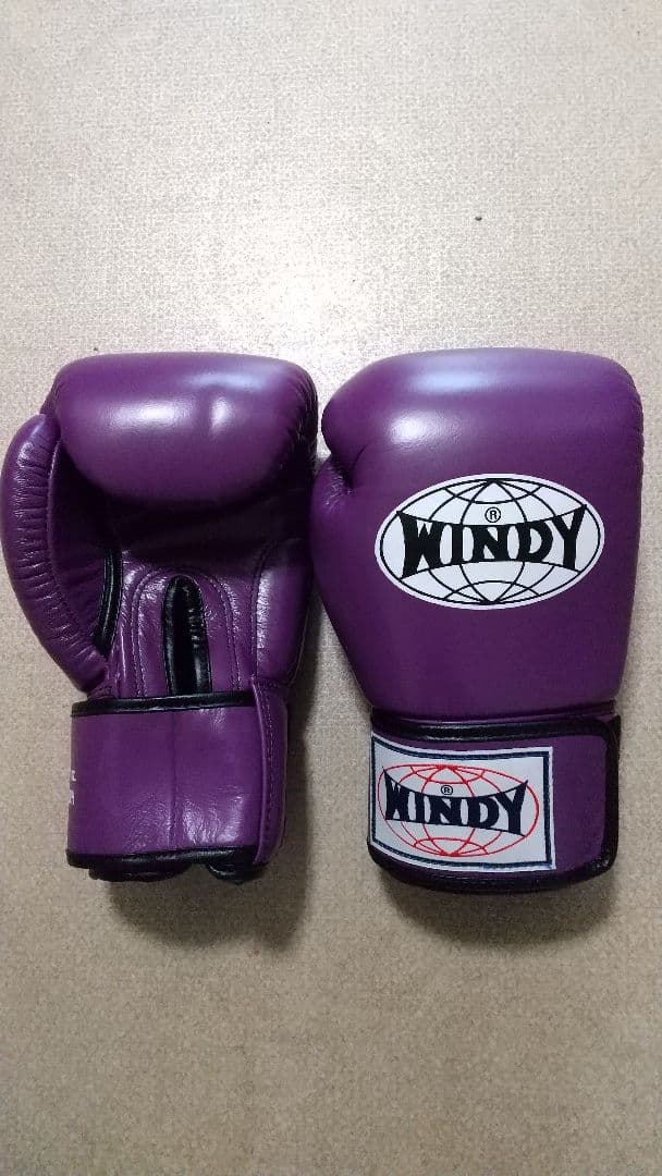 本革製WINDYボクシンググローブ 12oz 紫 キックボクシング