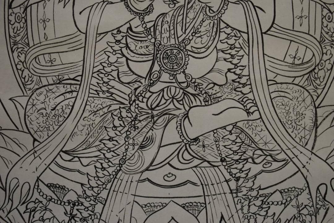 複製/大鉢長清/菩薩仏画/菩薩佛画/梵字/絹表装/工芸/布袋屋掛軸HH-456