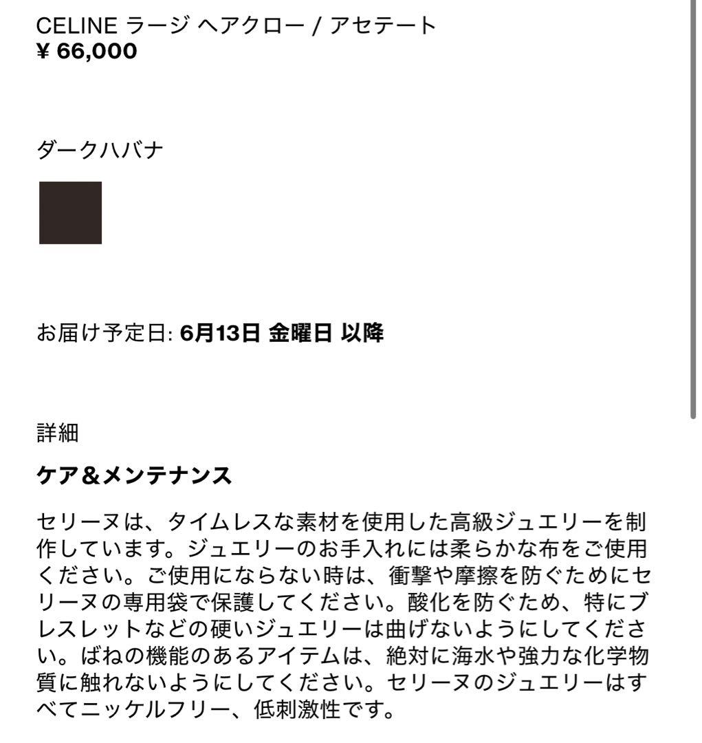 美品 CELINE ラージ ヘアクリップ ダークハバナ