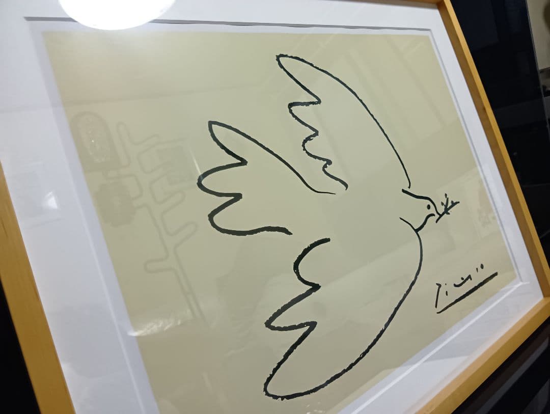 人気　美品　パブロ・ピカソ　Dove of Peace　ポスター　ウッドフレーム