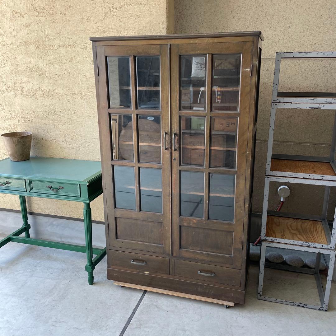 ヴィンテージ 古家具 キャビネット 飾り棚 無垢材 レトロ アンティーク