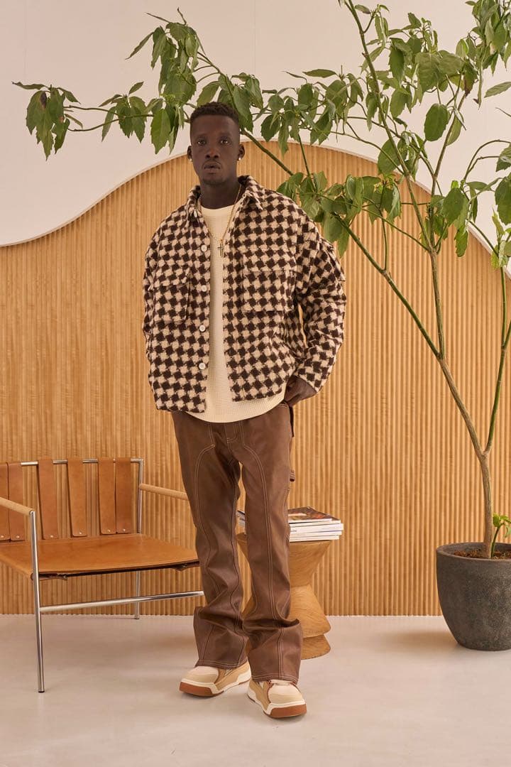 MLVINCE MILITARY CHECK JACKET BROWN Lサイズ