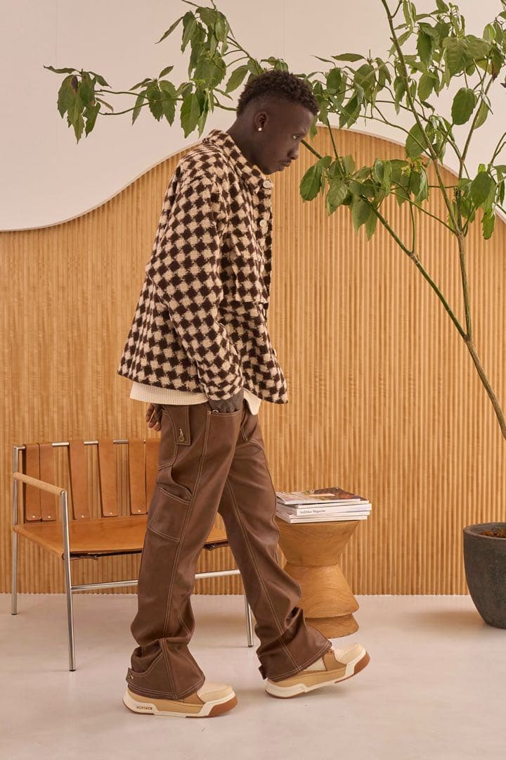 MLVINCE MILITARY CHECK JACKET BROWN Lサイズ